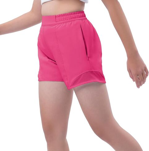 شورت رياضي للفتيات من DEVOROPA بدون بطانة خفيف الوزن ورياضي نشط لكرة السلة شورت للأطفال في صالة الألعاب الرياضية والتنزه سيرًا على الأقدام وجيب بسحاب in Kuwait