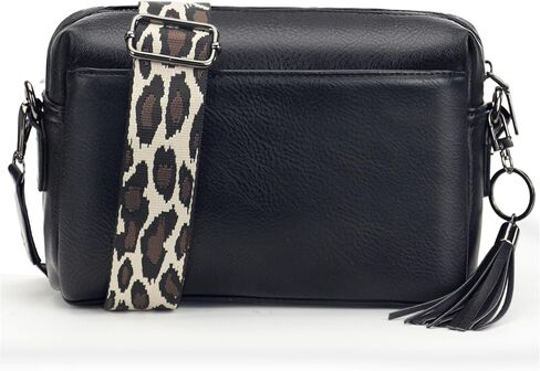 Crossbody Purse for Women Trendy PU Leather Small Camera Bag Shoulder Bag Triple Zip Wide Strap with Gift Box in Saudi Arabia