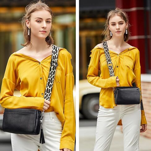 Crossbody Purse for Women Trendy PU Leather Small Camera Bag Shoulder Bag Triple Zip Wide Strap with Gift Box in Saudi Arabia