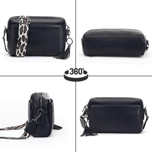 Crossbody Purse for Women Trendy PU Leather Small Camera Bag Shoulder Bag Triple Zip Wide Strap with Gift Box in Saudi Arabia