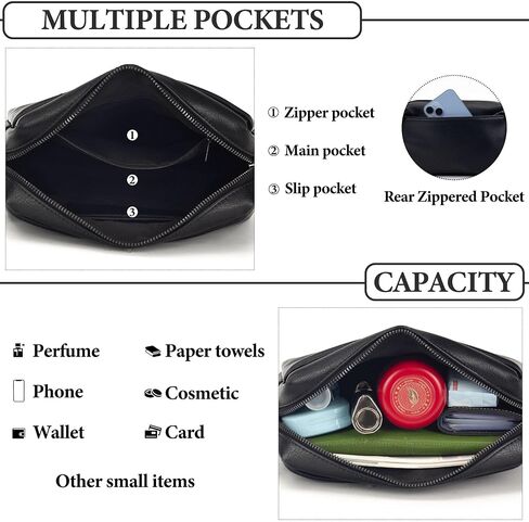 Crossbody Purse for Women Trendy PU Leather Small Camera Bag Shoulder Bag Triple Zip Wide Strap with Gift Box in Saudi Arabia