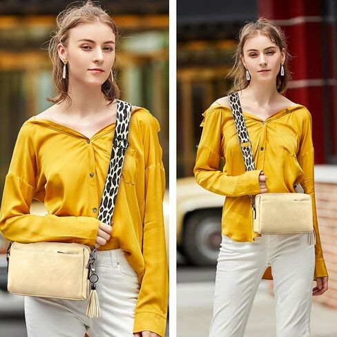 Crossbody Purse for Women Trendy PU Leather Small Camera Bag Shoulder Bag Triple Zip Wide Strap with Gift Box in Saudi Arabia