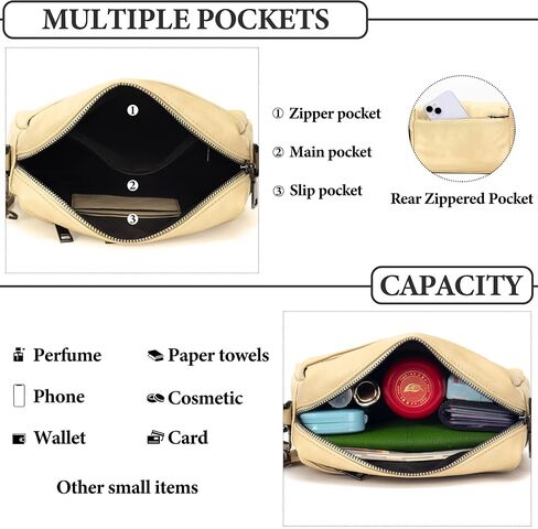 Crossbody Purse for Women Trendy PU Leather Small Camera Bag Shoulder Bag Triple Zip Wide Strap with Gift Box in Saudi Arabia
