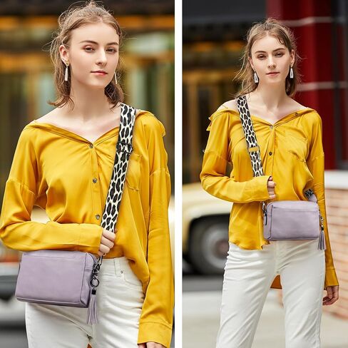Crossbody Purse for Women Trendy PU Leather Small Camera Bag Shoulder Bag Triple Zip Wide Strap with Gift Box in Saudi Arabia