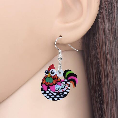 Acrylic Charm Cute Chicken Hen Rooster Earrings Drop Dangle Jewelry for Women Girls Funny Party Gifts in Kuwait