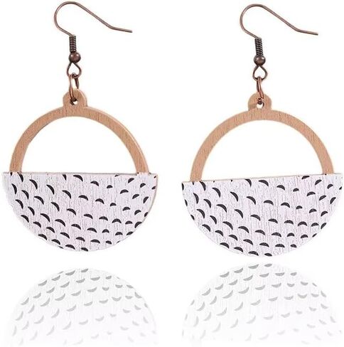 Wooden Circle Ball Earrings Hollow Out Dangle Earrings Game Day Sports Lover Jewelry Gifts for Women Girls in Saudi Arabia