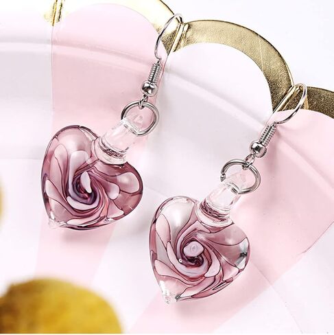 Handmade Inspired Glass - Glass Rose - Heart Pendant Necklace Set in Saudi Arabia