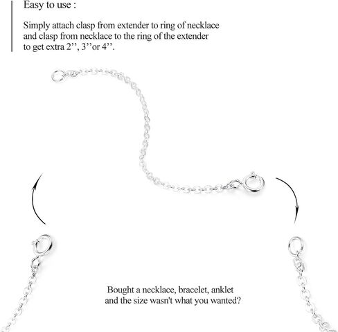 Sllaiss 3 قطع 925 قلادة من الفضة الاسترليني قلادة سوار خلخال سلسلة تمديدات للقلادة مطلية بالذهب عيار 14 قيراط مطلية بالذهب الوردي 2 بوصة 3 بوصة 4 بوصة in Kuwait