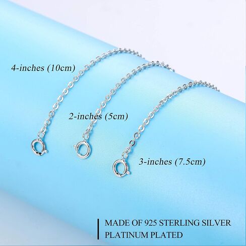 Sllaiss 3 قطع 925 قلادة من الفضة الاسترليني قلادة سوار خلخال سلسلة تمديدات للقلادة مطلية بالذهب عيار 14 قيراط مطلية بالذهب الوردي 2 بوصة 3 بوصة 4 بوصة in Kuwait