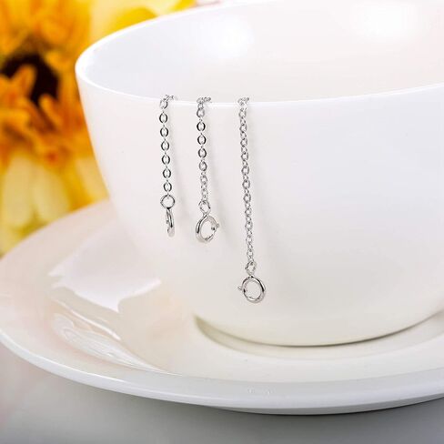 Sllaiss 3 قطع 925 قلادة من الفضة الاسترليني قلادة سوار خلخال سلسلة تمديدات للقلادة مطلية بالذهب عيار 14 قيراط مطلية بالذهب الوردي 2 بوصة 3 بوصة 4 بوصة in Kuwait