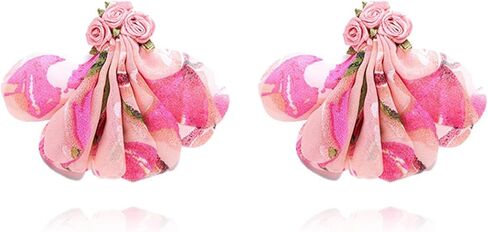 RCHENGYANUIMA Boho Chiffon Fabric Flower Floral Tassel Stud Earrings for Women Girls Wedding Gifts Jewelry in Saudi Arabia