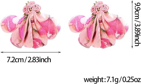 RCHENGYANUIMA Boho Chiffon Fabric Flower Floral Tassel Stud Earrings for Women Girls Wedding Gifts Jewelry in Saudi Arabia