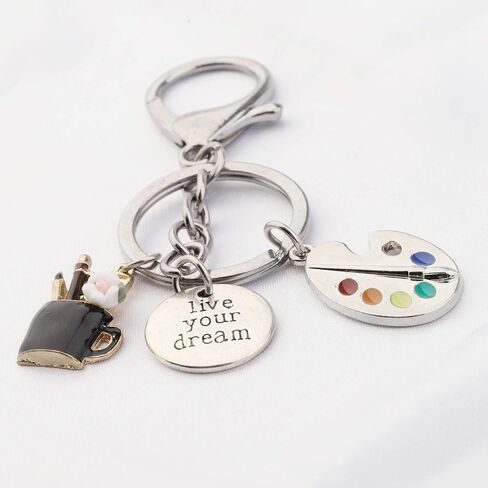 BNQL Artist Paint Palette Keychain Painters Gifts Paint Brushes Pendant Painters Jewelry Artist Gifts in Saudi Arabia