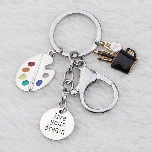 BNQL Artist Paint Palette Keychain Painters Gifts Paint Brushes Pendant Painters Jewelry Artist Gifts in Saudi Arabia