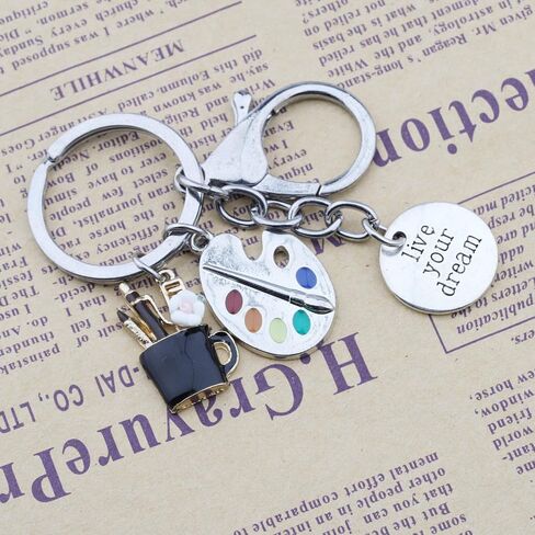 BNQL Artist Paint Palette Keychain Painters Gifts Paint Brushes Pendant Painters Jewelry Artist Gifts in Saudi Arabia