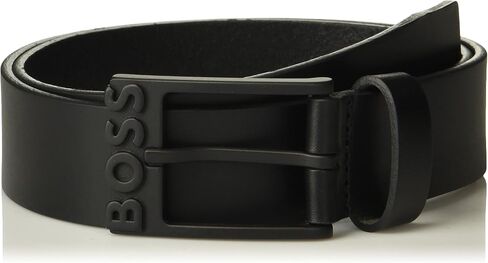 BOSS Men's Polished Leather Belt with Engraved Logo Matte Buckle in Saudi Arabia
