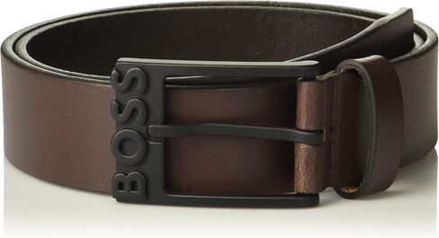 BOSS Men's Polished Leather Belt with Engraved Logo Matte Buckle in Saudi Arabia
