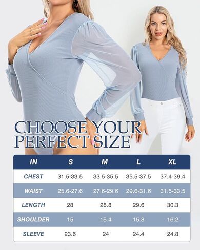 VELYROAK Mesh Long Sleeve Ribbed Knit Bodysuit for Women V Neck Body Suit Women's Slimming Soft Stretch Slim Fit Going Out Casual Tops in Saudi Arabia