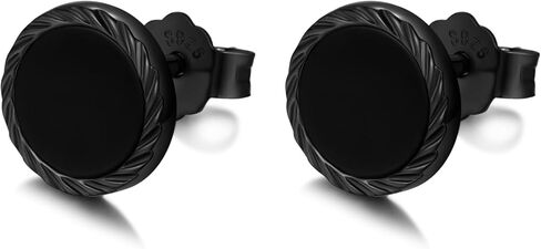 اقراط سوداء للرجال من الفضة الاسترلينية 925، اقراط بريمة مضادة للحساسية، اقراط للرجال هدية مجوهرات لهدايا عيد الاب، فضة ستيرلينج، زركونيا مكعب in Kuwait