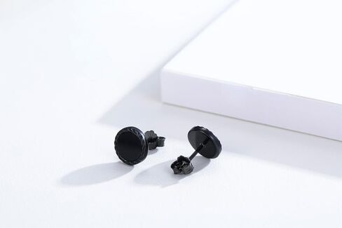 اقراط سوداء للرجال من الفضة الاسترلينية 925، اقراط بريمة مضادة للحساسية، اقراط للرجال هدية مجوهرات لهدايا عيد الاب، فضة ستيرلينج، زركونيا مكعب in Kuwait