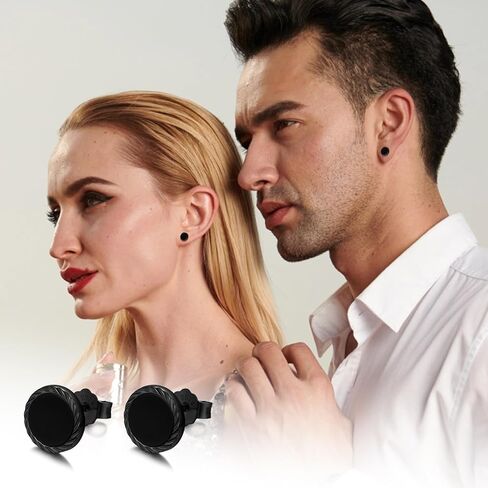 اقراط سوداء للرجال من الفضة الاسترلينية 925، اقراط بريمة مضادة للحساسية، اقراط للرجال هدية مجوهرات لهدايا عيد الاب، فضة ستيرلينج، زركونيا مكعب in Kuwait