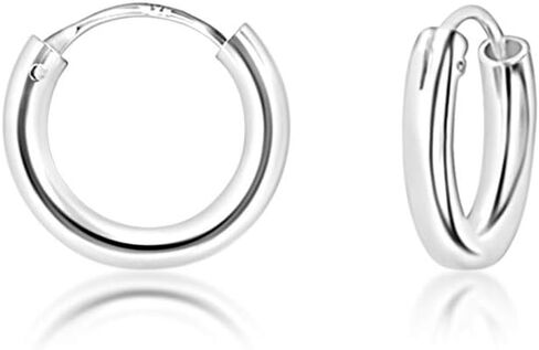 DTPsilver 925 من الفضة الإسترلينية صغيرة/صغيرة/متوسطة/كبيرة لا نهاية لها الأطواق/أقراط النوم - السمك 2 مم - القطر الخارجي: 10، 12، 14، 16، 18، 20، 25، 30، 35، 40، 50، 60، 70، 80 ملم in Saudi Arabia