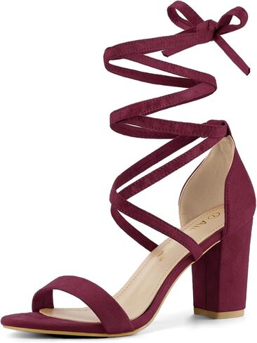 Allegra K Women's Open Toe Lace Up Chunky High Heels Sandals in Saudi Arabia