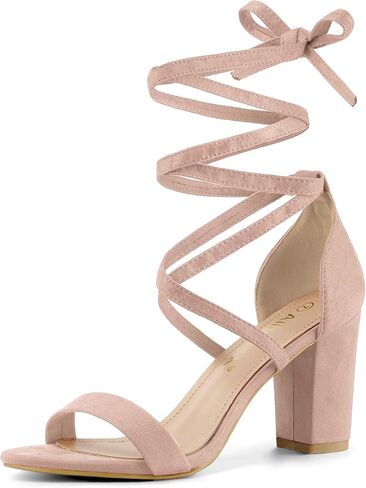 Allegra K Women's Open Toe Lace Up Chunky High Heels Sandals in Saudi Arabia