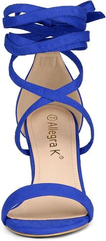 صنادل Allegra K للسيدات مفتوحة من الأمام وأربطة وكعب عالٍ مكتنز in Kuwait