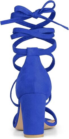 صنادل Allegra K للسيدات مفتوحة من الأمام وأربطة وكعب عالٍ مكتنز in Kuwait