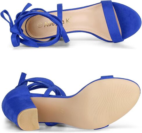 صنادل Allegra K للسيدات مفتوحة من الأمام وأربطة وكعب عالٍ مكتنز in Kuwait