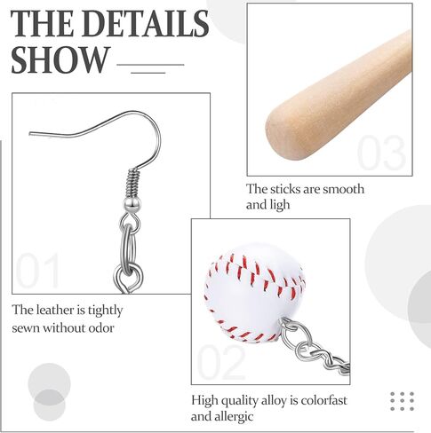 4 Pairs Baseball Dangle Earrings 3D Faux Leather Baseball Earrings Baseball Bat Drop Earrings Pendant Baseball Jewelry for Women in Saudi Arabia