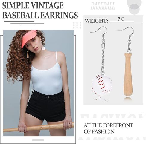 4 Pairs Baseball Dangle Earrings 3D Faux Leather Baseball Earrings Baseball Bat Drop Earrings Pendant Baseball Jewelry for Women in Saudi Arabia