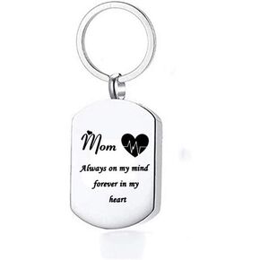 N+A Personalized Cremation Urn Keychain for Ash,Stainless Steel Name Date Memorial Customized Cremation Ash Keyring Necklace Keepsake Gift for Families,Friends(Free Funnel Fill Kit Set + Chain)