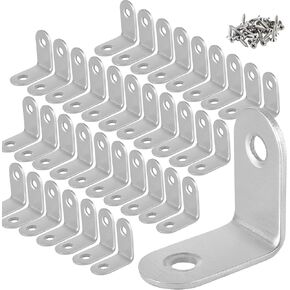 100 PCS 31 x 31 x 38 MM Corner Brace, Heavy Duty Stainless Steel Shelf Support L Shape Bracket, Angle Code Right Angle Brackets for Wood Furniture Fixation, 1.2 x 1.2 x 1.5 Inch