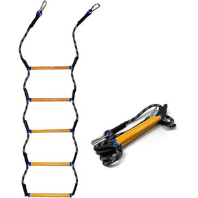 5 Step Boat Rope Ladder, Heavy Duty Climbing Rope 400Lbs Strength, 14mm Reinforced Polyester Line, Rigid Resin Step Design, Ladder for Inflatable Boat, Kayak, Motorboat, Canoeing (Green)