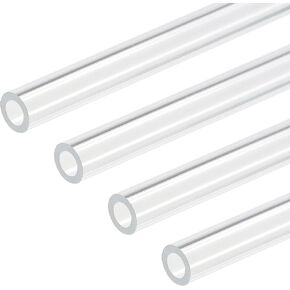 DMiotech 4pcs 11mm x 15mm(0.4" x 0.6") Clear Acrylic Pipe Rigid Plastic Tubing 10" for Aquarium Water Pipe, Water Cooling System, Plumbing