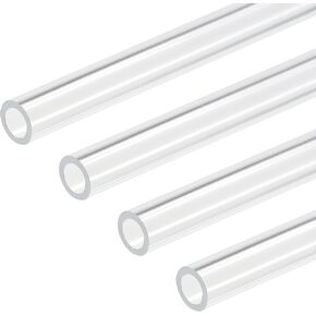 DMiotech 4pcs 11mm x 15mm(0.4" x 0.6") Clear Acrylic Pipe Rigid Plastic Tubing 10" for Aquarium Water Pipe, Water Cooling System, Plumbing