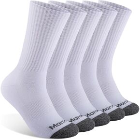 Mens 100% Cotton Moisture Wicking Cushioned Crew Socks, Athletic Performance Work socks