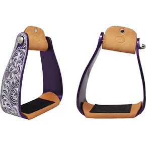 Horse Western 5" Slanted Offset Angled Engraved Aluminum Show Stirrups 51227