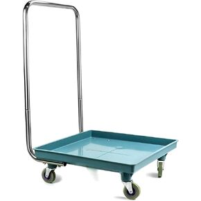 QWORK Warewashing Rack Dolly, 21.26" x 21.26" x 34.65", 200 Lbs Load Capacity, with Detachable Handle and 4 Swivel Casters, 1 Pack