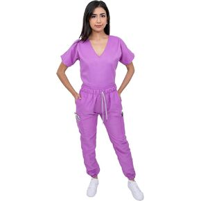 Scrubs - Women Antifluid Jogger Surgical Scrub Set - V-Neck, Cargo Pockets, Soft-to-Touch Fabric