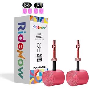 2 Pack RideNow TPU Inner Tubes 700C x 18-32C / 32-47C with 45mm/65mm/85mm Metal Presta Valve, Removable Valve Cores for All Road or Gravel Bike (Include Bike Tube Patch Repair Kit)