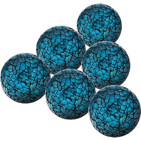 6 Pieces Decorative Orbs Set 2.4 Inch Glass Mosaic Sphere Balls Centerpiece Balls Bowls Vases Dining Table Decor - Black