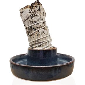 Sage Holder, Sage Holder for Burning, Ceramic Smudge Bowl with Ash Catcher for Meditation Space (Sage Not Included) (Golden)