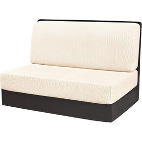 RV Dinette Cushion Covers,Washable RV Cushion Covers,Stretch Camper Cushions Cover for RV Camper Car Bench,Elastic RV Dinette Seat Covers — 1 Backrest Cover & 1 Bench Cover,Beige