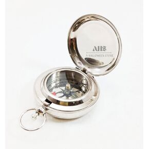 Handmade Brass Push Button Compass -Direction Compass, Brass Pocket Navigation Sundial Compass, Pirate Gift Compass Birthday Gift Easter Gift