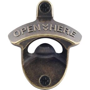 Black Wall Mounted Bottle Opener Stainless, Metal Screw on Beer Bottle Cap Opener OPEN HERE for Bar KTV Hotel