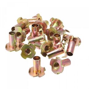 Uxcell M6x14mm T-Nuts 4 شوكات على شكل حرف T صواميل من الفولاذ الكربوني مترابطة للخشب 24 قطعة