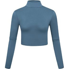 Kindcall Lightweight Mock Turtleneck Crop Tops Long Sleeve Casual Base Layer for Women